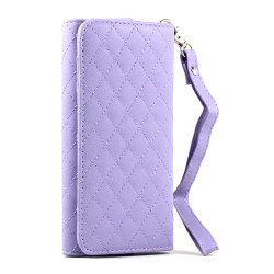 iPhone 5 5C 5S Universal Flip Leather Wallet Case with Strap (Purple)